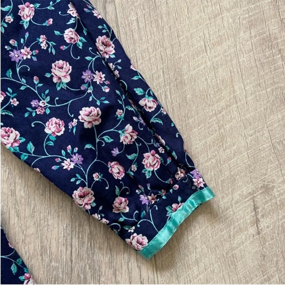 Vintage Polly Flinders Navy Blue Floral Hand Smocked Dress Sz 6 - Picture 4 of 13